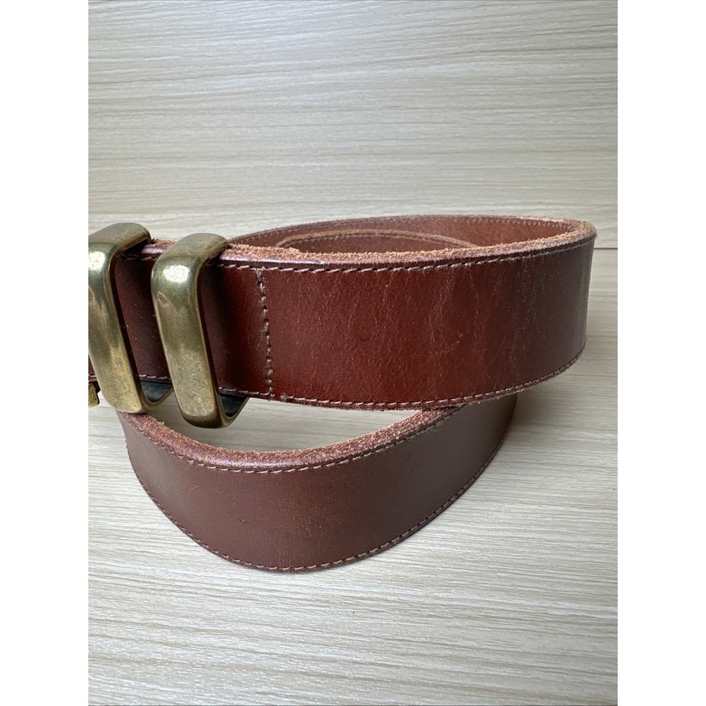 Fossil Womens Brown Leather Belt Gold Buckle Medium Leather Adjustable Solid - Picture 8 of 15
